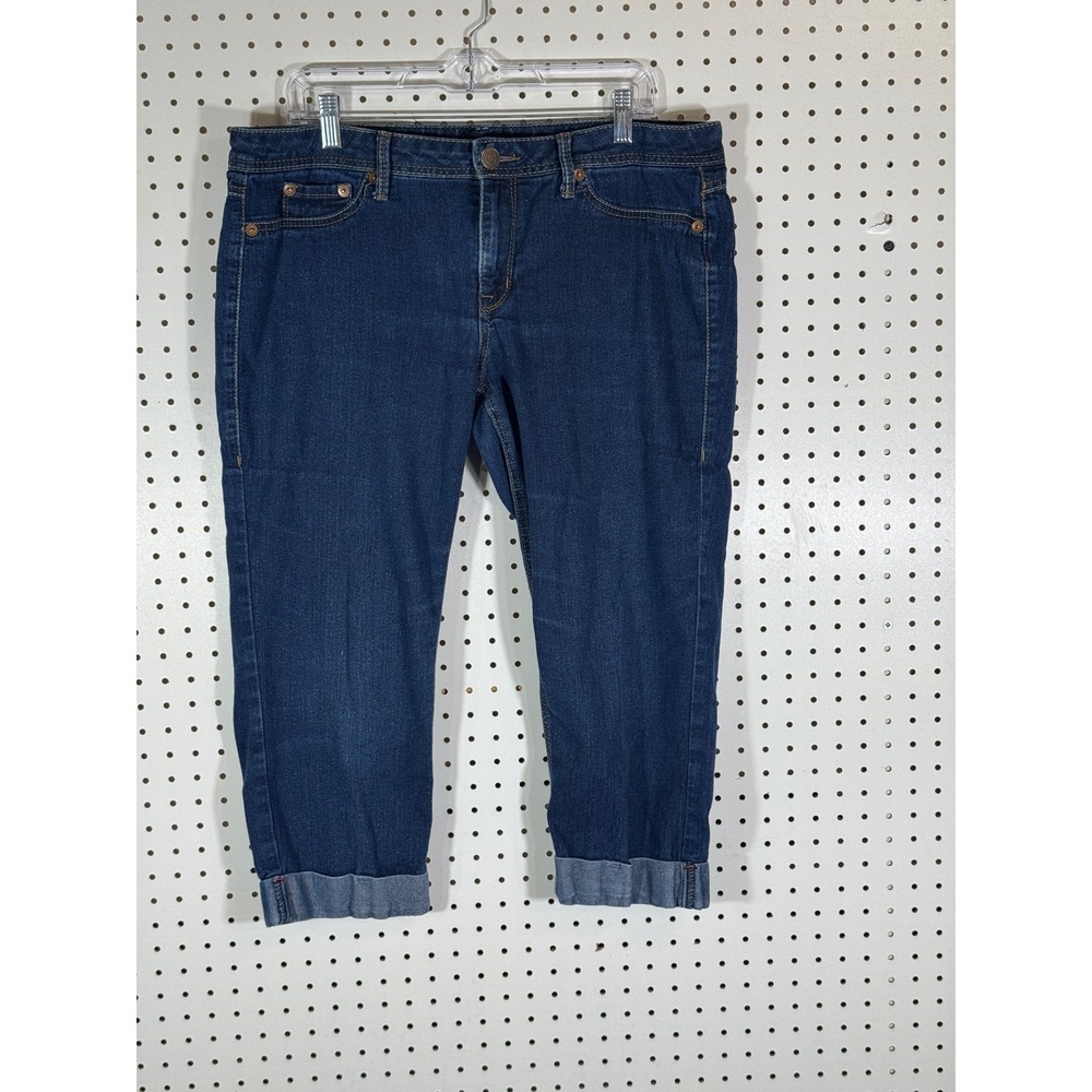 a.n.a A New Approach Womens Size 12 Dark Wash Cuffed Capri Jeans P0535003GMJ